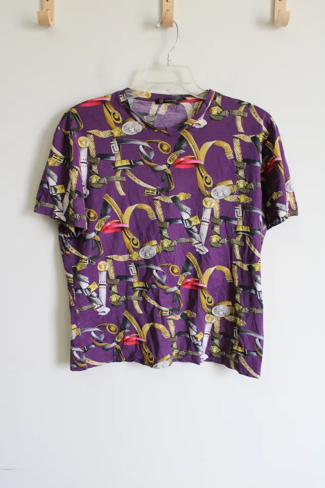 Earrings Versace Gianna Versace Purple Belt Print Shirt XXL