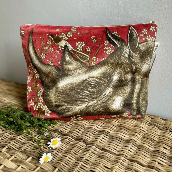 Earrings Whimsical Rhino Ornament Toiletry Bag