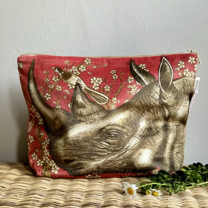 Earrings Whimsical Rhino Ornament Toiletry Bag
