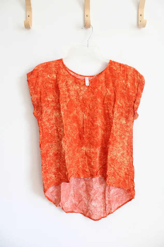 Earrings Xhilaration Xhilaration Orange Patterned Cuffed Sleeved Top L