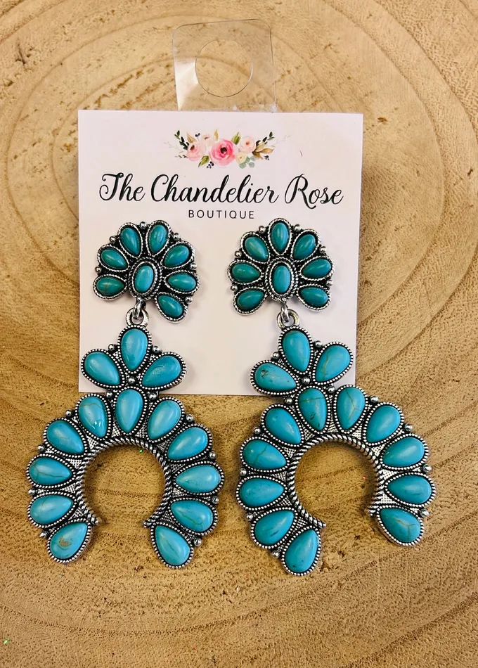 Earrings YKT BLOSSOM HORSESHOE EARRINGS SILVERTURQUOISE