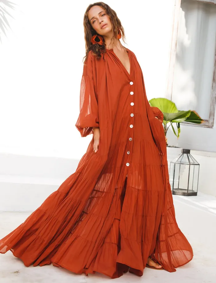 ELLA WOMEN BOHEMIAN MAXI DRESS Erika Pea Earrings