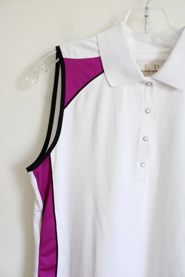 EP Pro Rings EP Pro Tour Tech White Pink Athletic Polo Tank M