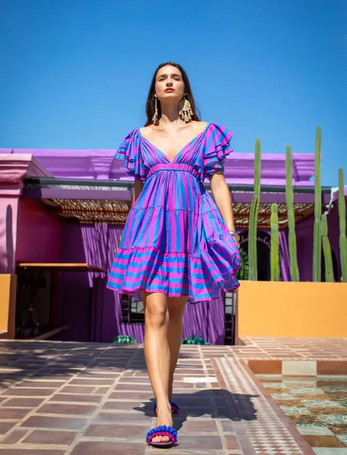 Erika Pea Earrings VALE SHORT DRESS STRIPE Erika Pea Earrings VALE SHORT DRESS STRIPE