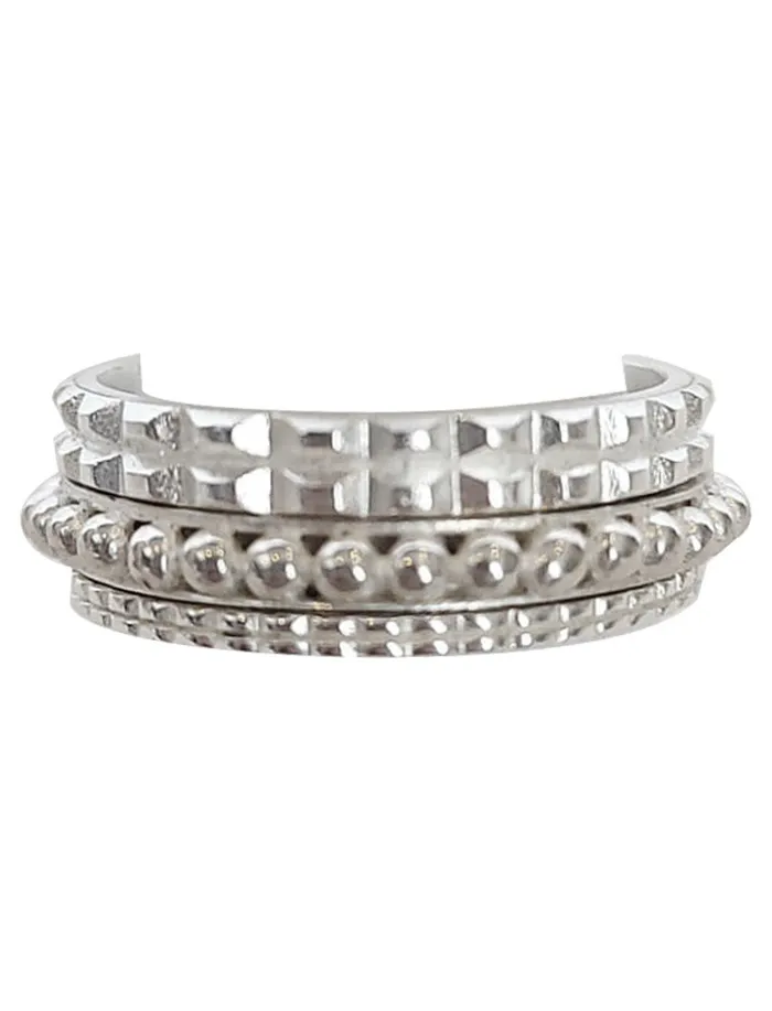 Erika Pea Rings STACK RING PYRAMID GRANULATION SILVER SET