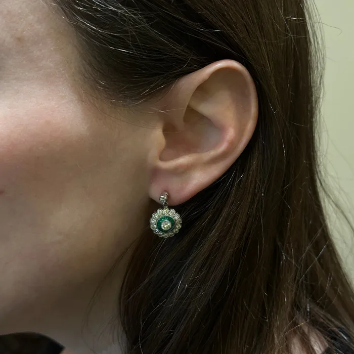 Estate Platinum 160 CTW Diamond and Emerald Dangle Earrings Dover Jewelry Diamonds Earrings