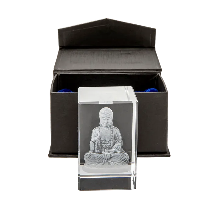 Etched Crystal Buddha Eastern Elm Earrings