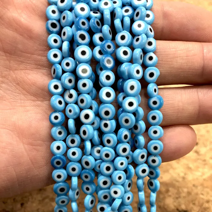 Evil Eye Beads Strand of 65 Flat Round 6mm Glass Beads Lampwork Glass Evil Eye Jewelry Lampwork Beads UK Beading Supply Peppy Beads Necklaces Evil Eye Beads Strand of 65 Flat Round 6mm Glass Beads Lampwork Glass Evil Eye Jewelry Lampwork Beads UK Beading Supply Peppy Beads Necklaces