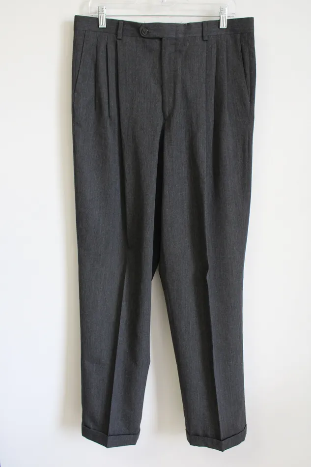 Finito Super 100 Gray Dress Pants 34 Jubilee Thrift Earrings