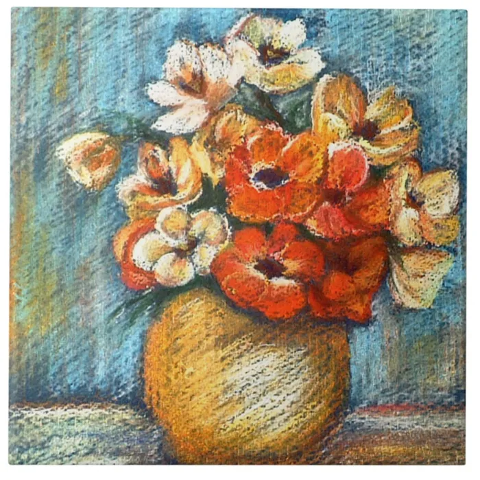 Floral Bouquet Ceramic Tile Portraits by NC Rings