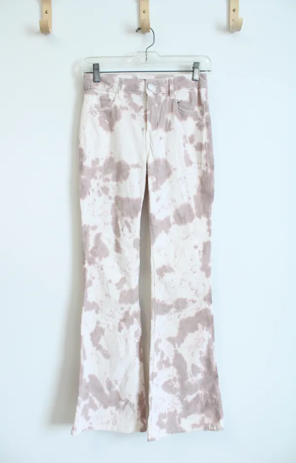 Forever 21 Forever 21 Pink White TieDyed Corduroy Flare Leg Pants S Rings