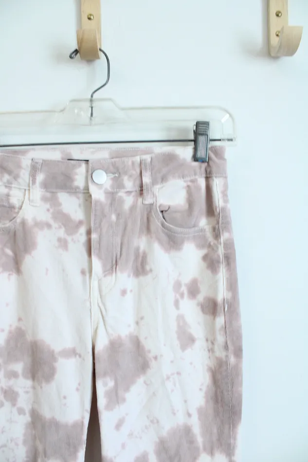Forever 21 Forever 21 Pink White TieDyed Corduroy Flare Leg Pants S Rings