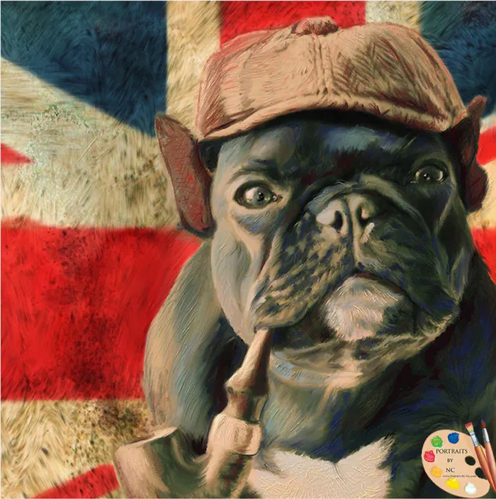 French Bulldog Trotter Digital Portrait Portraits by NC Earrings