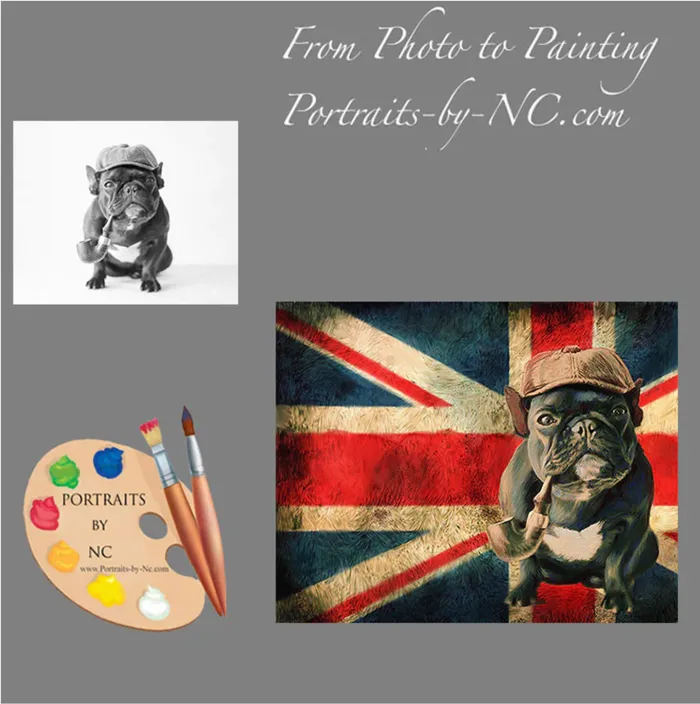 French Bulldog Trotter Digital Portrait Portraits by NC Earrings