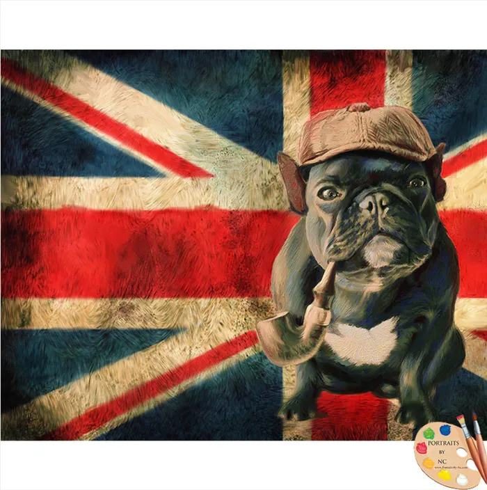 French Bulldog Trotter Digital Portrait Portraits by NC Earrings