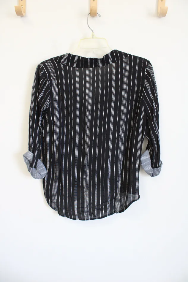 Girl Krazy NEW Girl Krazy Black White Striped Top M Rings