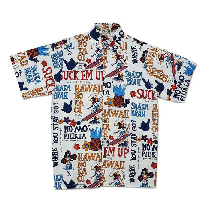 Go Barefoot Pidgin English Mens Aloha Shirt MRHAWAII Rings