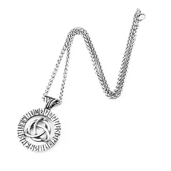 Gold Shield Collares para Hombres de Acero Inoxidable con Runas Vikingas Earrings