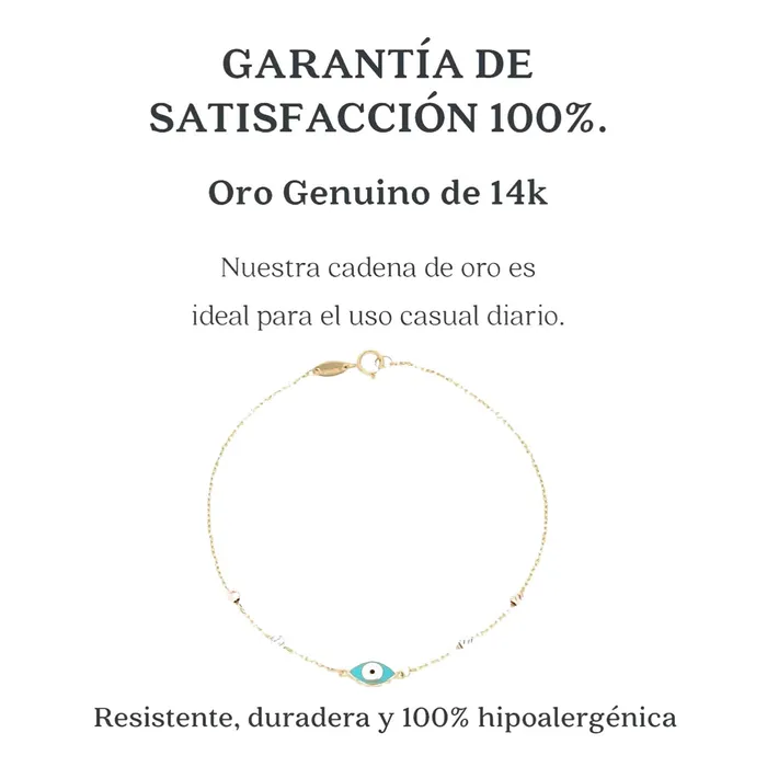 Gold Shield Necklaces Pulsera Ojo Turco Oro 14k 3 Oros