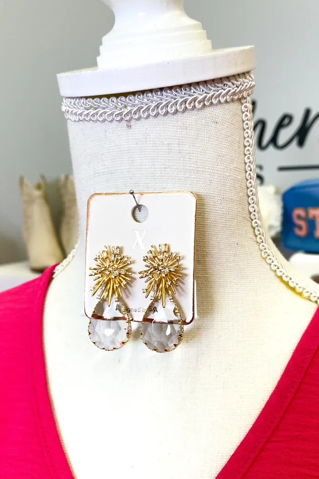 Golden Stella Starburst and Teardrop Earrings Earrings