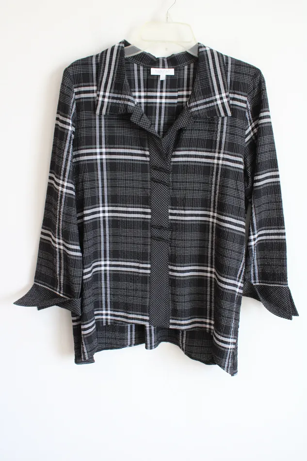 Habitat Clothes To Live In Black Plaid Lightweight Top S Habitat Earrings
