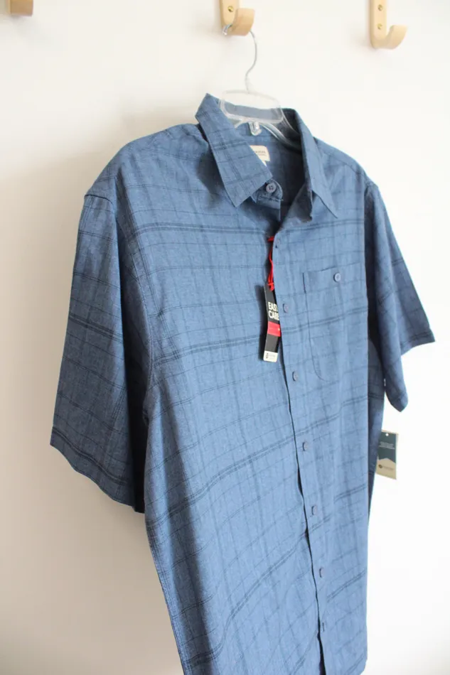 Haggar NEW Haggar Blue Plaid Button Down Shirt L Tall Rings