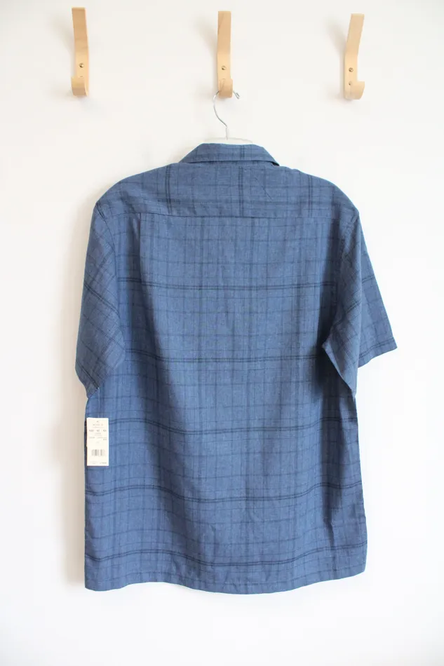Haggar NEW Haggar Blue Plaid Button Down Shirt L Tall Rings