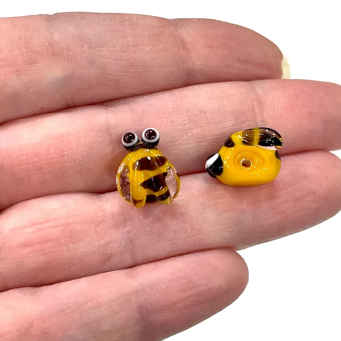 Hand Made Murano Glass Bumblebee Charm Peppy Beads Charm Necklaces