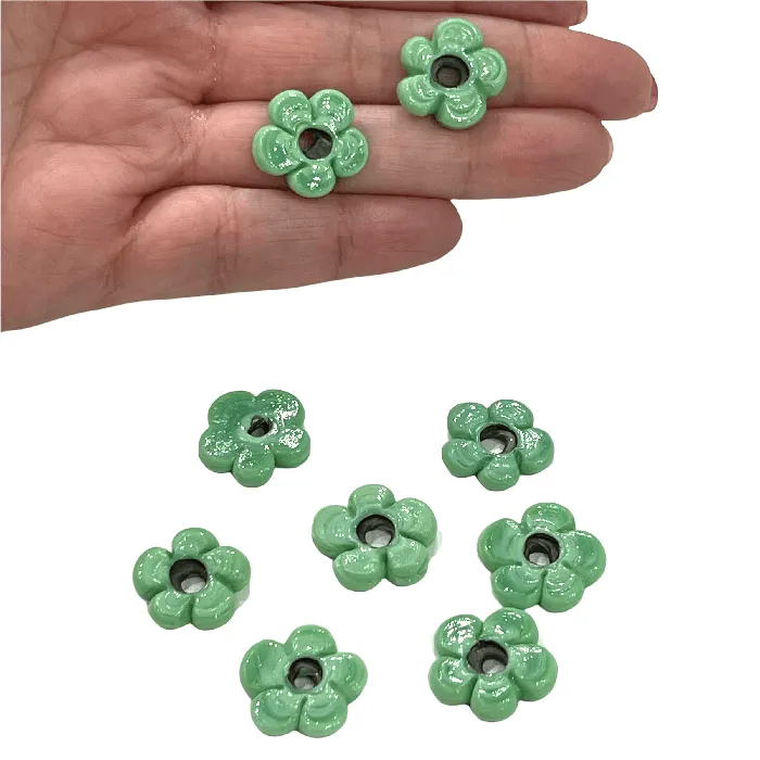 Hand Made Murano Glass Large Hole Sea Foam Flower Beads 25 Beads in a pack Peppy Beads Earrings Hand Made Murano Glass Large Hole Sea Foam Flower Beads 25 Beads in a pack Peppy Beads Earrings
