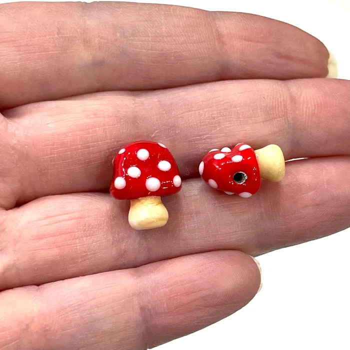 Hand Made Murano Glass Mushroom Charm Peppy Beads Charm Necklaces