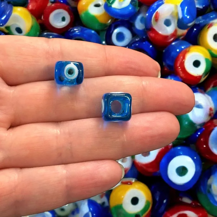 Hand Made Murano Glass Square Beads Featuring 4Side Evil Eye 2 pcs in a pack Peppy Beads Earrings Hand Made Murano Glass Square Beads Featuring 4Side Evil Eye 2 pcs in a pack Peppy Beads Earrings
