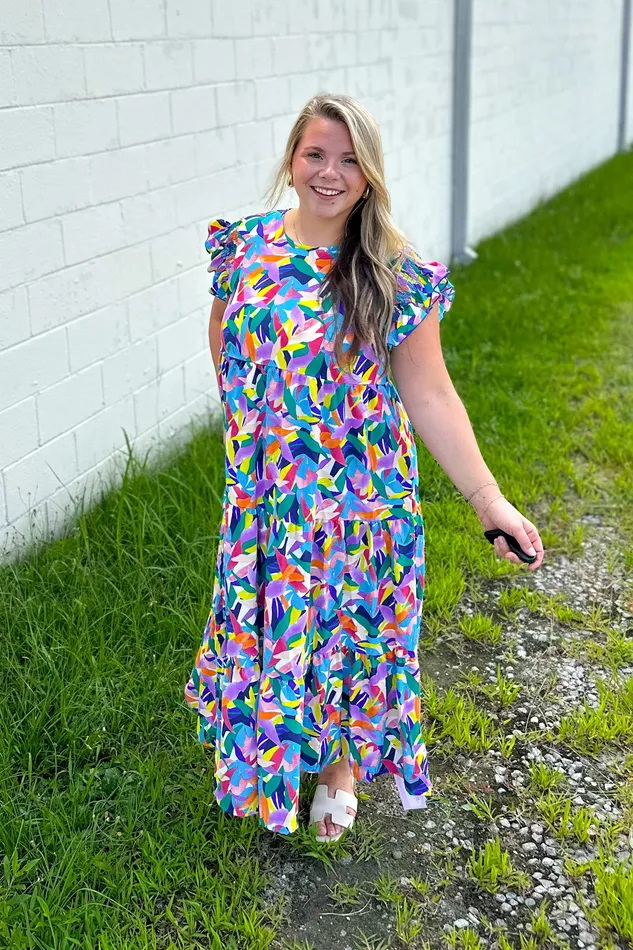Haptics Earrings Simply Charmed Tiered Midi Dress