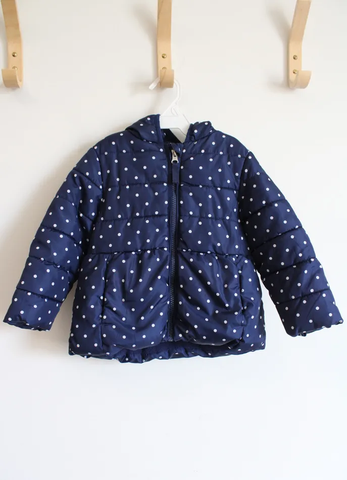 HealthTex Rings HealthTex Navy White Polka Dot Puffer Winter Coat 2T