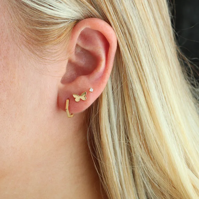 Hexagon Huggie Hoop Earrings kris nations Earrings