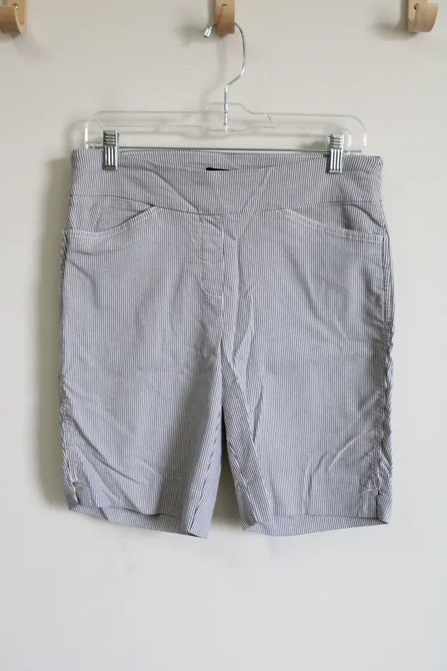 Hilary Radley Gray White Striped Shorts M Hilary Radley Rings