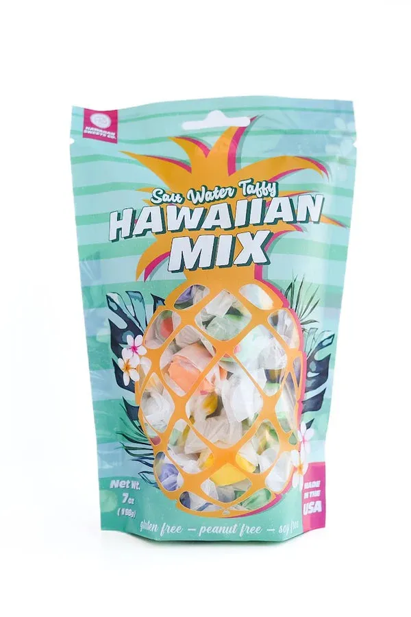 HISWEETSCO Rings Salt Water Taffy Hawaiian Mix 7oz bag
