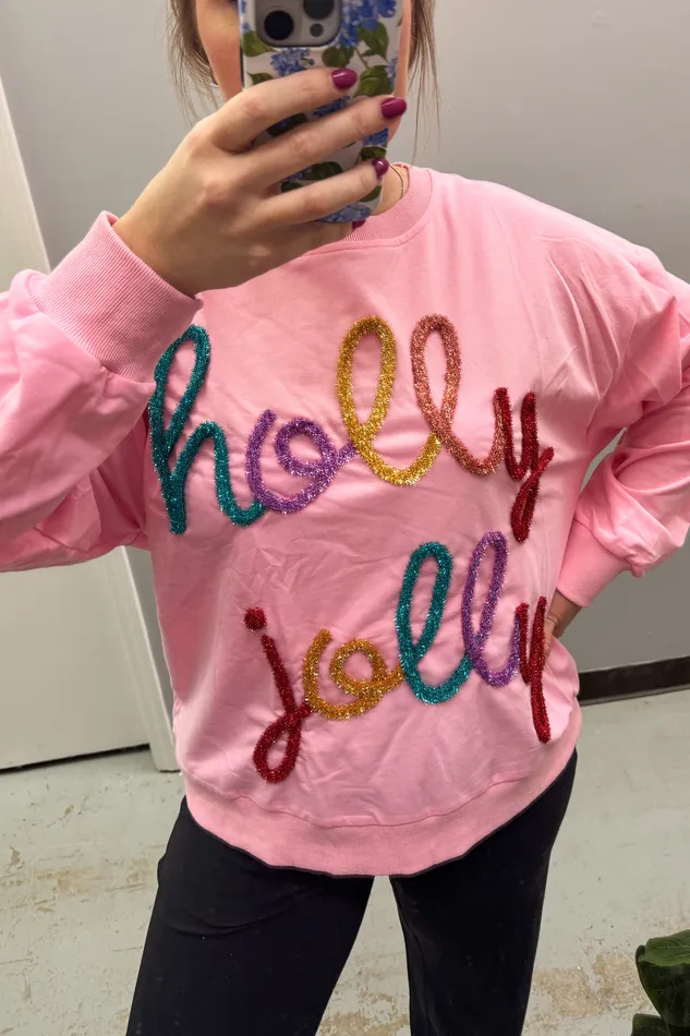Holly Jolly Tinsel Long Sleeve Top BiBi Earrings
