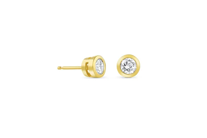 Honey Jewelry Co Earrings 4mm Round Bezel Set Diamond Stud Earrings