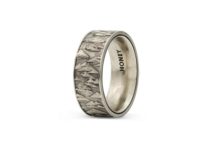 Honey Jewelry Co Rings Mens Trigon Triangle Pattern Wedding Band 85mm