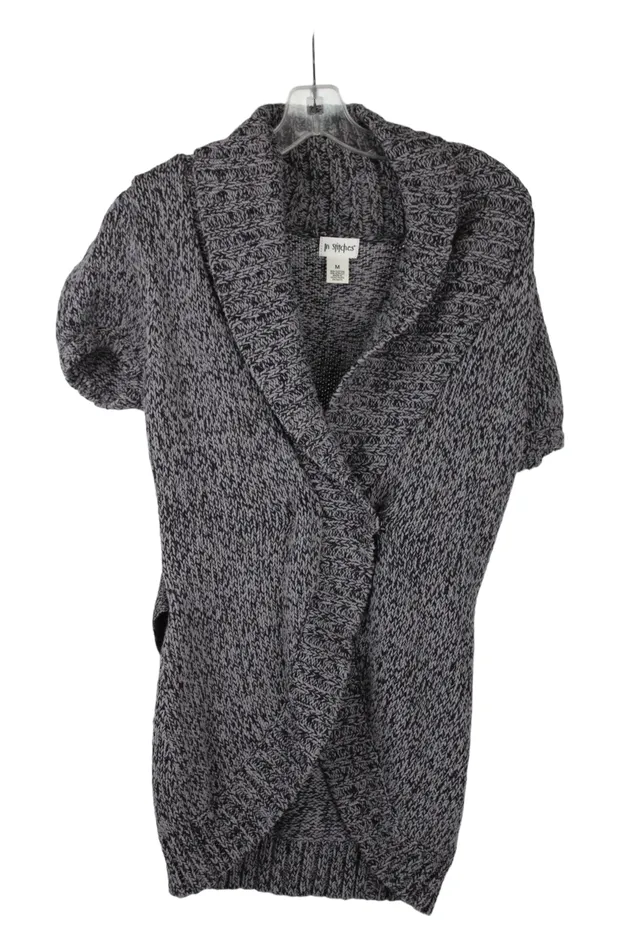 In Stitches Gray Heathered Knit Cardigan M In Stitches Earrings