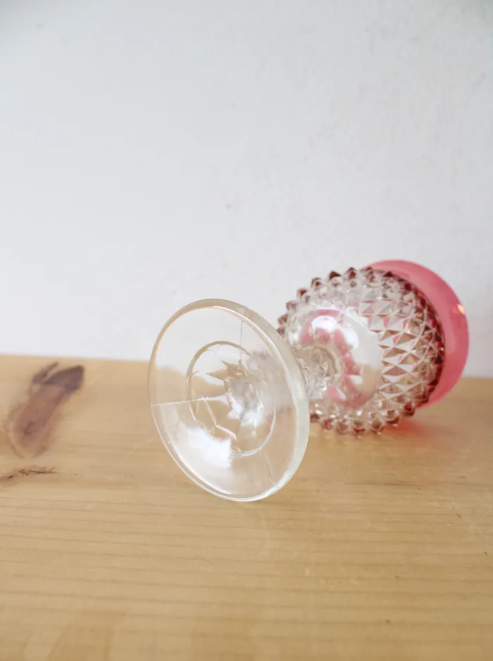 Indiana Glass Vintage Indiana Glass Ruby Red Diamond Point Decanter 4 Goblets Earrings