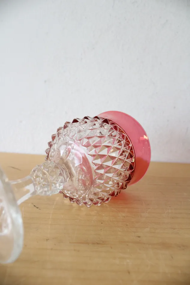 Indiana Glass Vintage Indiana Glass Ruby Red Diamond Point Decanter 4 Goblets Earrings