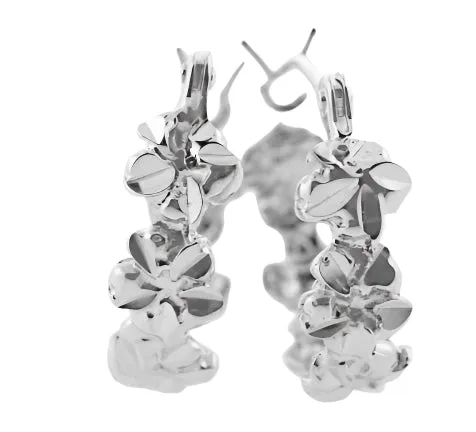 Island Fine Jewelry Earrings Sterling Silver Plumeria Full Hoop Earrings