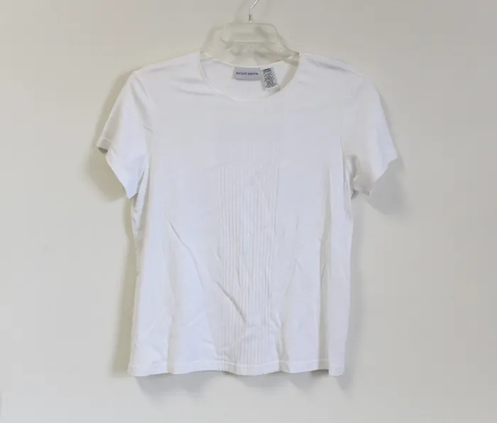Jaclyn Smith White Knit Short Sleeved Top L Jaclyn Smith Rings