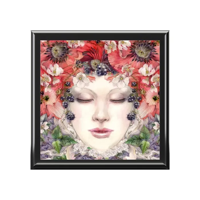 Jewelry Keepsake Box Poppy Fairy Lacquered Box Portraits by NC Earrings