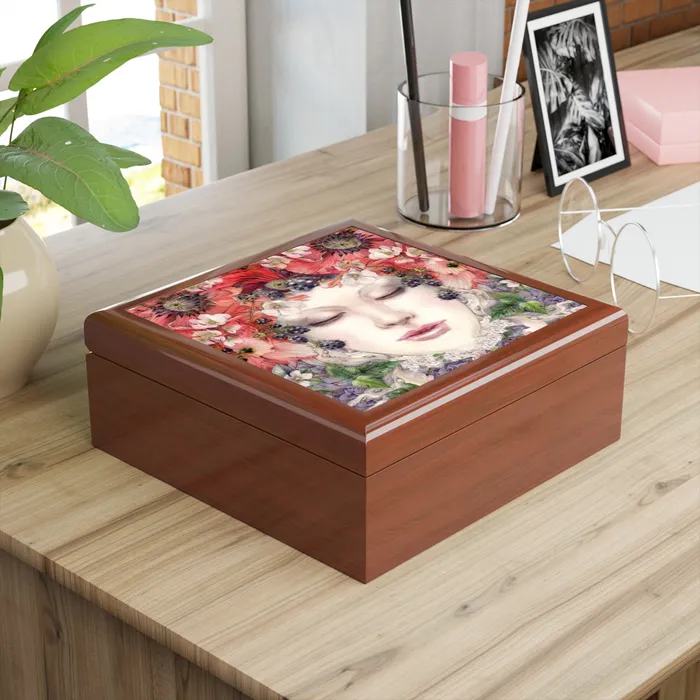 Jewelry Keepsake Box Poppy Fairy Lacquered Box Portraits by NC Earrings