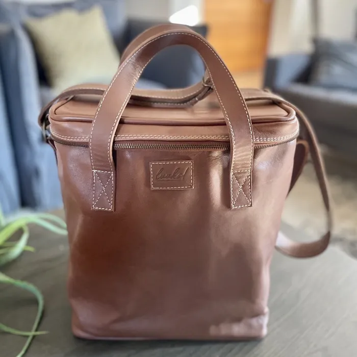 Joe Leather Wine Cooler Bag 6 Bottles LUUKS Earrings