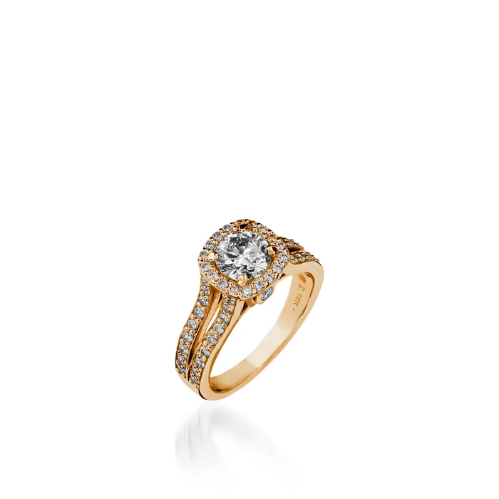 John Atencio Rings Chiffon Round Yellow Gold Engagement Ring