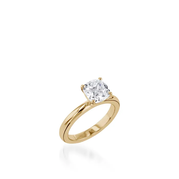 John Atencio Rings Essence Solitaire Cushion Yellow Gold Engagement Ring John Atencio Rings Essence Solitaire Cushion Yellow Gold Engagement Ring