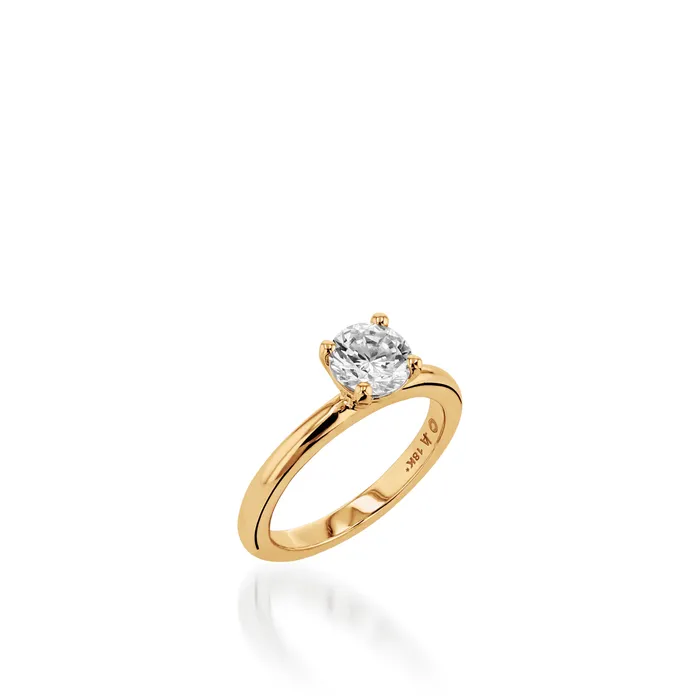 John Atencio Rings Essence Solitaire Round Yellow Gold Engagement Ring